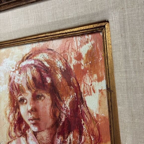 Signed Korin / Korim Vintage Frame Signed Child Portrait Oil Painting Must See! - Picture 10 of 11